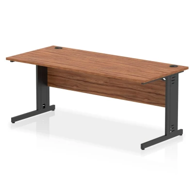 Image of Impulse 1800x800mm Straight Desk Walnut Top Black Cable Managed Leg