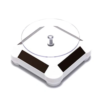 Image of Solar Powered Rotating Stand 4 Colors Solar/AAA Battery Showcase 2 Shapes 360 Degrees Turntable Watch Phone Jewelry Organizer Display Mount Holder