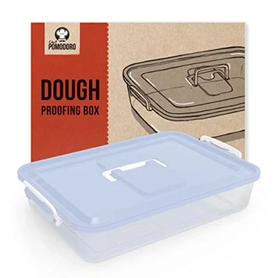 Image of Chef Pomodoro Large Pizza Dough Proofing Box Kit,Pizza Container, 2 Trays and Covers, Household Tray With Convenient Carry Handle (Blue (35.6 x 27.9 cm))