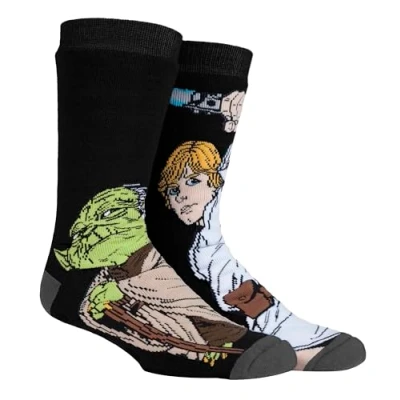 Image of HEAT HOLDERS Mens Star Wars Socks Lite Novelty Thermal for Winter (6 11, Luke &amp; Yoda)