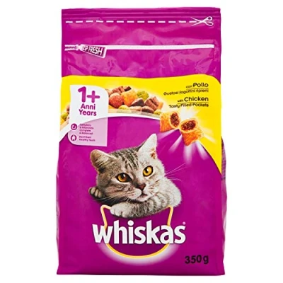Image of WHISKAS 350 Gr. Secco Pollo Fagottini Riparazione IENI Cat food