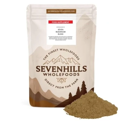 Image of Sevenhills Wholefoods Organic 7 Mushroom Blend Powder 200g with Reishi, Chaga, Shiitake, Maitake, Lion&#039;s Mane, Cordyceps &amp; Tremella