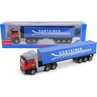 Image of Toyland® 28cm Toy Lorry &amp; Trailer Model Toys Vehicles Assorted Designs (Container Lorry)