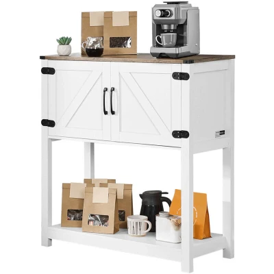 Image of VEVOR Coffee Bar Cabinet, 31.5 x 13.8 34.6 in Farmhouse Cabinet with 3 Tier Storage, Table Magnet Doors, Sideboard Buffet for Living Room, Entryway