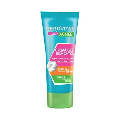 Image of Sebum Control Face Cream Gel, Mattifying and Anti Irritant Effect, Reduces Secretion, Unblockes Pores, 50 ml, Gerovital Stop Acnee