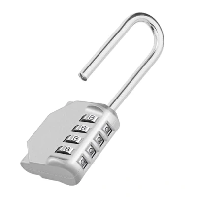 Image of ZHEGE Long Shackle Combination Padlock, Padlock Outdoor Weatherproof for Fence Gate, Door, Hasp, 4 Digit Locker Padlocks Pelican Case, Storage, Toolbox, (Silver)