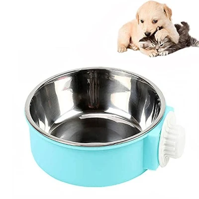 Image of SUOXU 2 in 1 Pet Hanging Bowl Dog Crate Water Bowl,Crate Type Feeding Bowl,Stainless Steel Puppy Bowls Cage,Dog Food Dispenser Non Spill, Feeder for Cat Dogs Bird Small Animals
