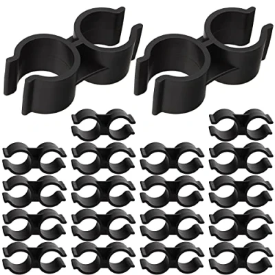 Image of luluxing 20Pcs Black Double Port Pipe Clamps Clips 25mm/1 inch Diameter Shelf Pole Connector Chain Link Fence Panel