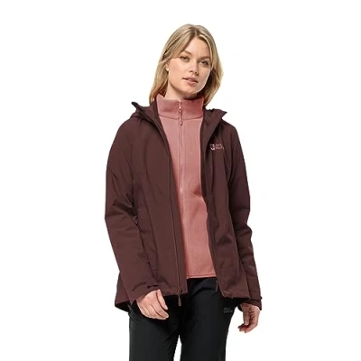 Image of Jack Wolfskin Women&#039;s Moonrise 3 in 1 Jacket W, Dark Maroon, S