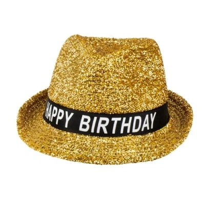Image of Boland 00941 BOL00941 Golden Happy Birthday Hat for Adult, Multicoloured, Standard Size