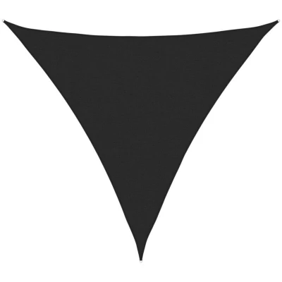 Image of vidaXL Sunshade Sail in Triangular Shape with 4x4x4 m Size, HDPE Material Black for Outdoor Areas Includes Assembly Accessories&#039;.