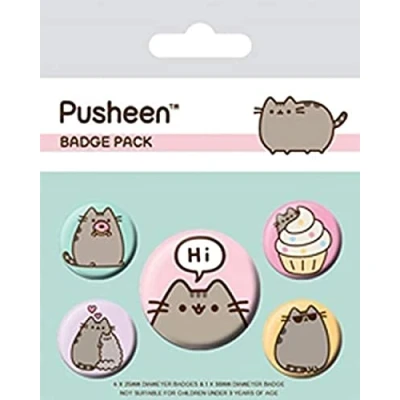 Image of Pyramid International Pusheen Says Hi Badge Pack, Multi Color, 10 x 12.5cm