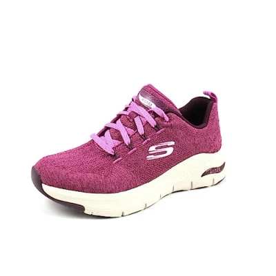 Image of Skechers Women&#039;s Arch Fit Comfy Wave Sneaker, Red, 10 UK