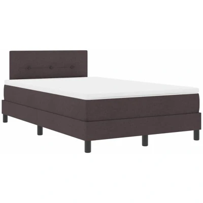 Image of vidaXL Box Spring Bed with Mattress Dark Brown 120 x 200 cm Fabric
