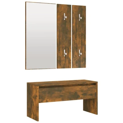 Image of vidaXL Hallway Furniture Set Smoked Oak Engineered Wood