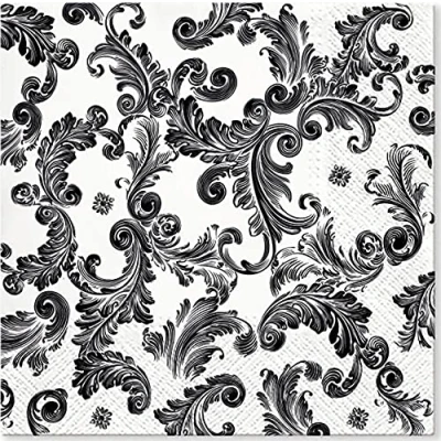 Image of PAW Decor Collection 20pcs Paper Lunch Napkins Source of Fame Black for Decoupage Event Party Dinner