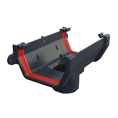 Image of FreeFlow Anthracite Grey Square Gutter Running Outlet, 114mm Rain Water Systems