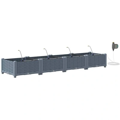 Image of vidaXL Garden Planters with Water Irrigation System 4 pcs Light Grey