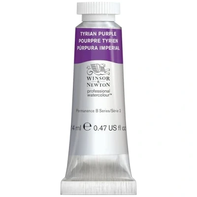 Image of Winsor &amp; Newton 0105419 Professional watercolour Tyrian Purple, 15 ml tube paint, vibrant colours in artist quality, high colour brilliance and clarity, lightfast