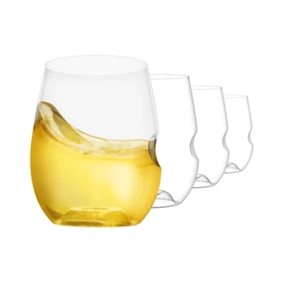 Image of GOVINO Stemless Plastic Wine Glasses Gift Set of 4, 12oz/375ml Unbreakable Reusable Tumbler Drinking Gifts for Red White Lovers
