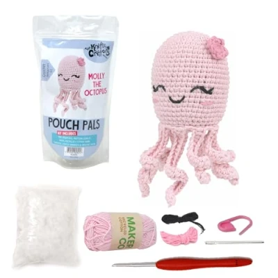 Image of KNITTY CRITTERS Pouch Pals Crochet Kit Molly The Octopus