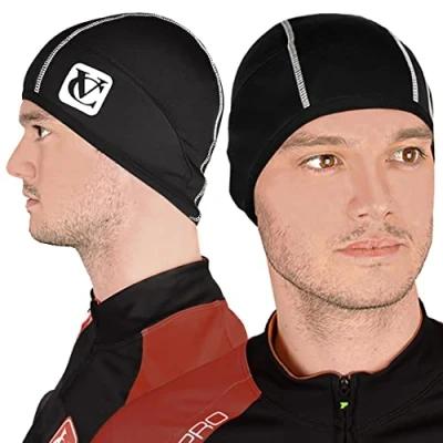 Image of VeloChampion Thermo Tech Cycling Skull Cap Windproof Thermal Under Helmet Hat for Running, Hiking, Cycling, Sports XS (48 54cm / 18.8&quot; 21.2&quot;) Black