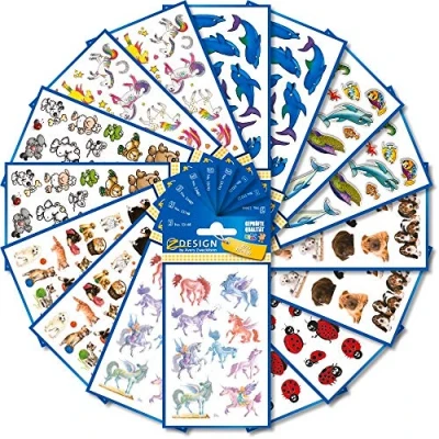 Image of AVERY Zweckform 522 Sticker for Children (Stickers Children, Animals, Children&#039;s Stickers, Unicorn, Turtles, Ladybird, Elephant, Mouse, Bear, Giraffe, Horses, Dolphins, Fish) 59992