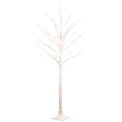 Image of &#039;vidaXL LED White Birch Christmas Tree with 96 Warm LEDs, 180 cm Height, Includes Base, USB Connector, Energy Efficient, Ideal for Indoor &amp; Outdoor Decor