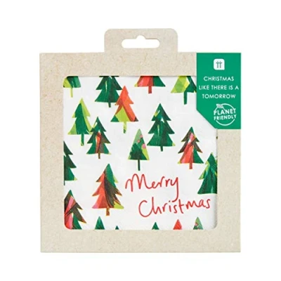 Image of Talking Tables Pack of 21 Recyclable Christmas Tree Napkins Zero Plastic Perfect Party Decoraton for Your Xmas Table