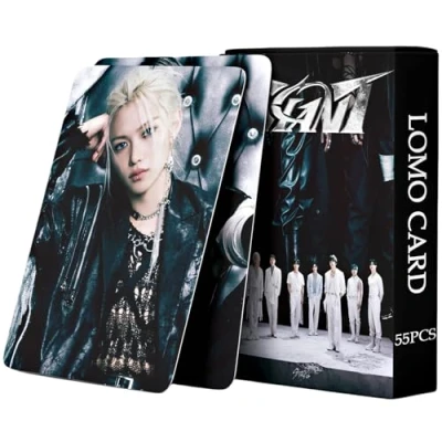 Image of PYAJUU Stray Kids Photocards K pop GIANT Album 55PCS ATE Photo Cards Merch Boys and Girls