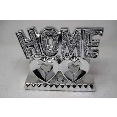 Image of SHABJY Crushed Diamond Home on Heart Sculpture Ceramic Ornament, 20cm, Bling Sparkle, Valentine&#039;s/Engagement Gift