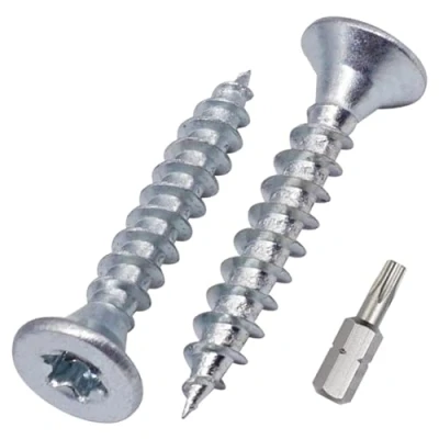 Image of SKIR&#039;CO (100 pcs) Zinc Plated Steel Wood Screws 4.0 x 25 mm, Torx Head, Countersunk Chipboard Screws, Fully Threaded