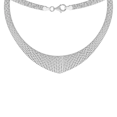 Image of Tuscany Silver Women&#039;s Sterling Diamond Cut Graduated Cleopatra Starburst Necklace of Length 43.0cm