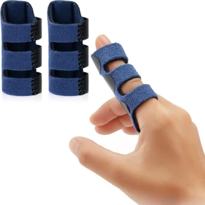 Image of JINRUBY Finger Splint 2pcs Adjustable Trigger Support Brace Splints for Bent Broken Immobilization Straightening &amp; Arthritis Pain Relieve (Blue)
