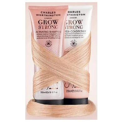 Image of (Pack of 2) Charles Worthington Grow Strong Activating SHAMPOO 250ml &amp; Protein CONDITIONER