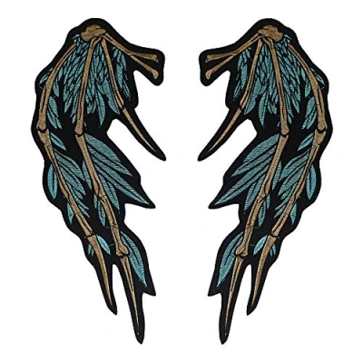 Image of Embroidery Wings Patches Clothes Badge Iron on Punk Biker Fabric Applique Garment Accessories 1 Pair