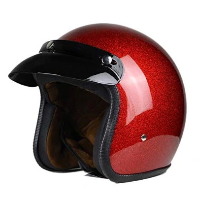 Image of Mangen Motorcycle Helmet Open Face Scooter Motorbike Jet Helmets (Red, XL)