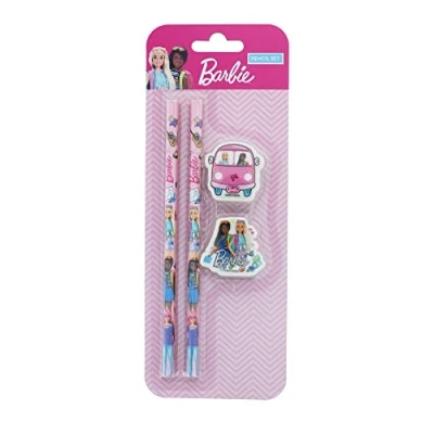 Image of Blueprint Collections Barbie Pencil Set 2 x Drawing Pencils &amp; Eraser Stationery Dolls Gifts Accessories