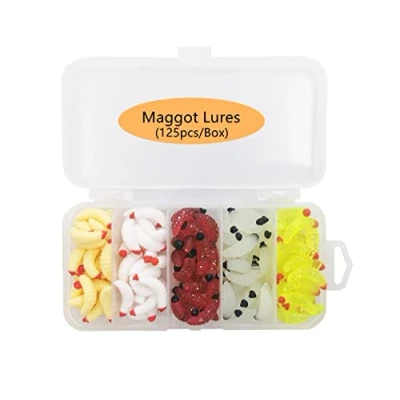 Image of 50Pcs 1Inch Silicone Soft Maggot Worm Artificial Bread Fishing Lure (Multicolor(125pcs))