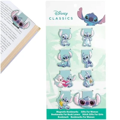 Image of Disney Stitch Magnetic Bookmark Page Clip Pack of 8 Gifts for Her (Blue Pack)