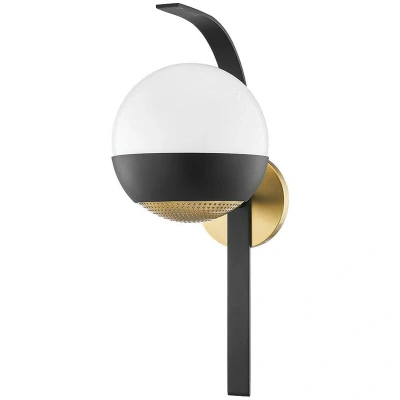 Image of Aly 1 Light Wall Sconce Brass, Black, Glass