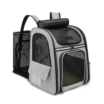 Image of Dogat Cat Carrier Backpack, Portable Breathable Rucksack, Foldable Pet Backpack Front Pack for Medium and Small Cats &amp; Dogs, Puppy Dog Bag Space Capsule, Grey