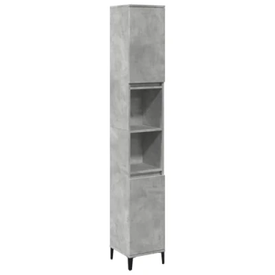 Image of vidaXL Bathroom Cabinet Cupboard Vanity Unit Concrete Grey Engineered Wood with Ample Storage &amp; Industrial Iron Feet, 30x30x190cm