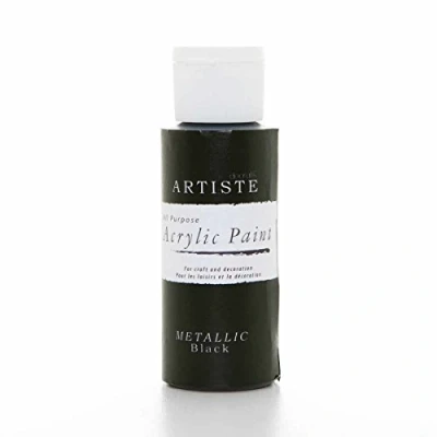 Image of Artiste Acrylic Paint 59ml 2Oz Metallic Black, Quick Drying Professional Art, Craft and Hobby Artists Paint, Vibrant Colour, Water Based Paints Cover All Surfaces with Ease, Ideal for Travel