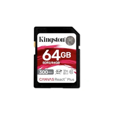 Image of Kingston Canvas React Plus 64GB SDXC Memory Card UHS II 300R/260W U3 V90 for Full HD/4K/8K SDR2/64GB