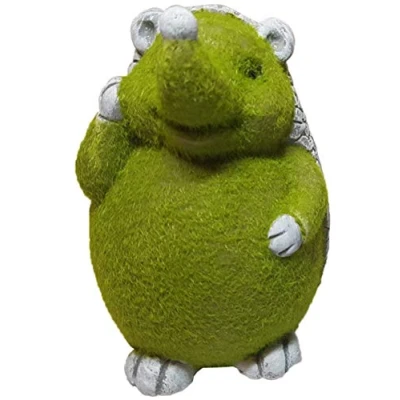 Image of Roots &amp; Shoots 956334 Flock Hedgehog Ornament 116cm X 10cm 10.5cm 1pc. Accessory, Green