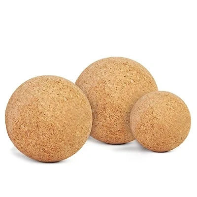 Image of Yoga Studio Natural Cork Unbranded Massage Ball Set of 3 4cm, 2 x 6cm