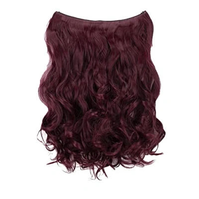 Image of CAISHA 20&quot; 1 Weft Extension With Elastic Band Hair Extensions Hairpiece Wavy Burgundy Red E114