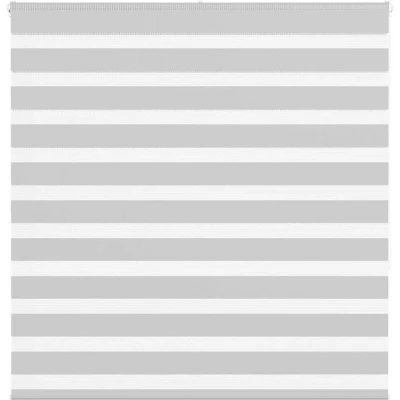 Image of vidaXL Zebra Blind Light Grey 145x150 cm Fabric Width 140.9 Polyester
