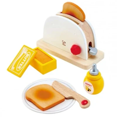 Image of Hape Pop Up Toaster Set Kitchen Pretend Play Toy with Breakfast Accessories for Kids